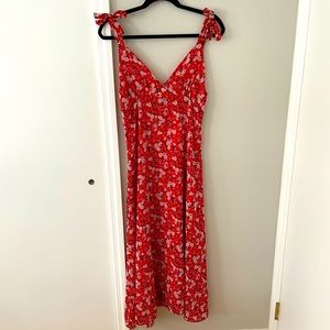 NWT Zara Midi Tie-Sleeve Floral Dress
